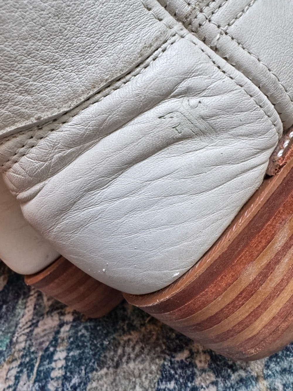 Vintage Frye White Pebbled Leather Mid-Calf Campus Heeled Boots | Made in USA 🇺🇸 - Picture 7 of 15